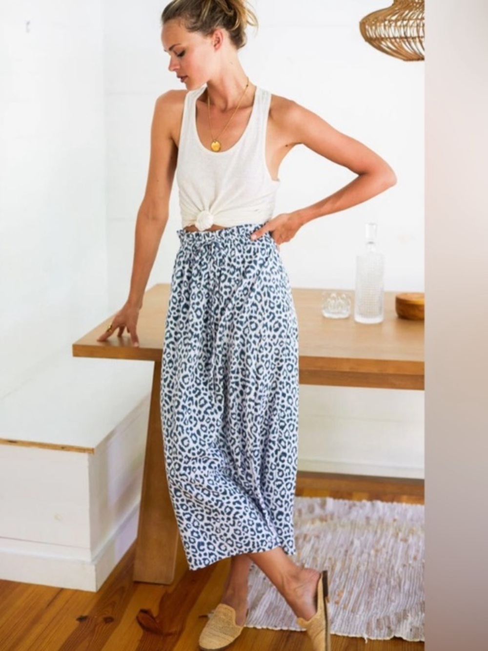 Emerson Fry Drawstring Skirt Charcoal Leopard Small